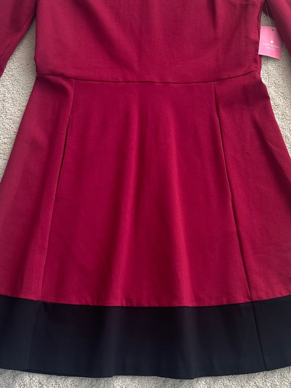 Kate Spade Colorblock Bell Sleeve Ponte Dress Cranberry L Cocktail Party Preppy - Picture 5 of 16